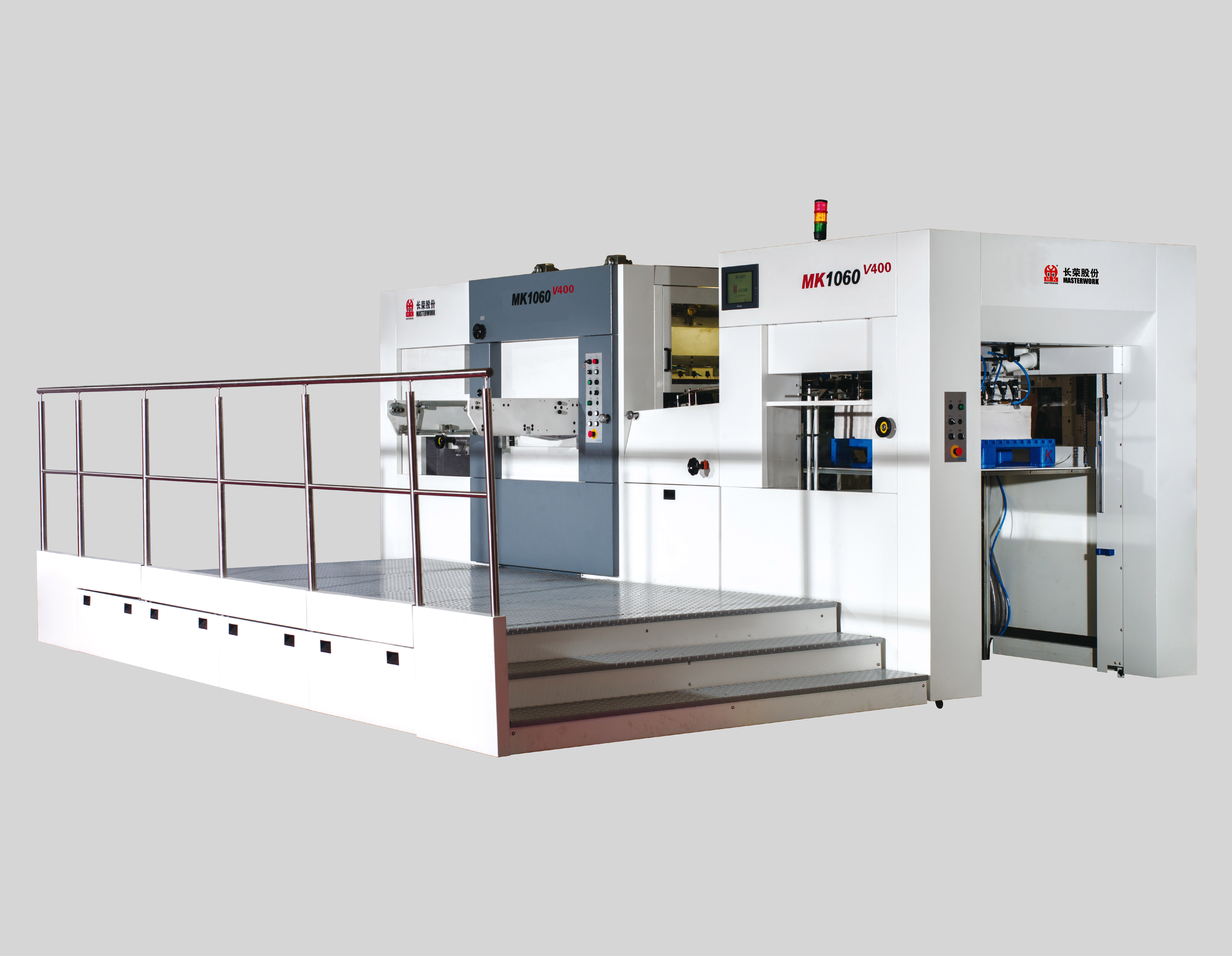 MK1060V400深压纹模切机
技术描述：深压纹技术
最大400吨压力，特殊加长合压时间，以适应各种复杂满版的压纹要求。适用解决高档礼盒-细花纹的深压纹技术难题。